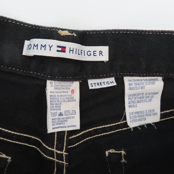 VTG Tommy Hilfiger Women 6 Black Cotton Blend Denim Jeans Embroidered Pocket - Picture 9 of 12